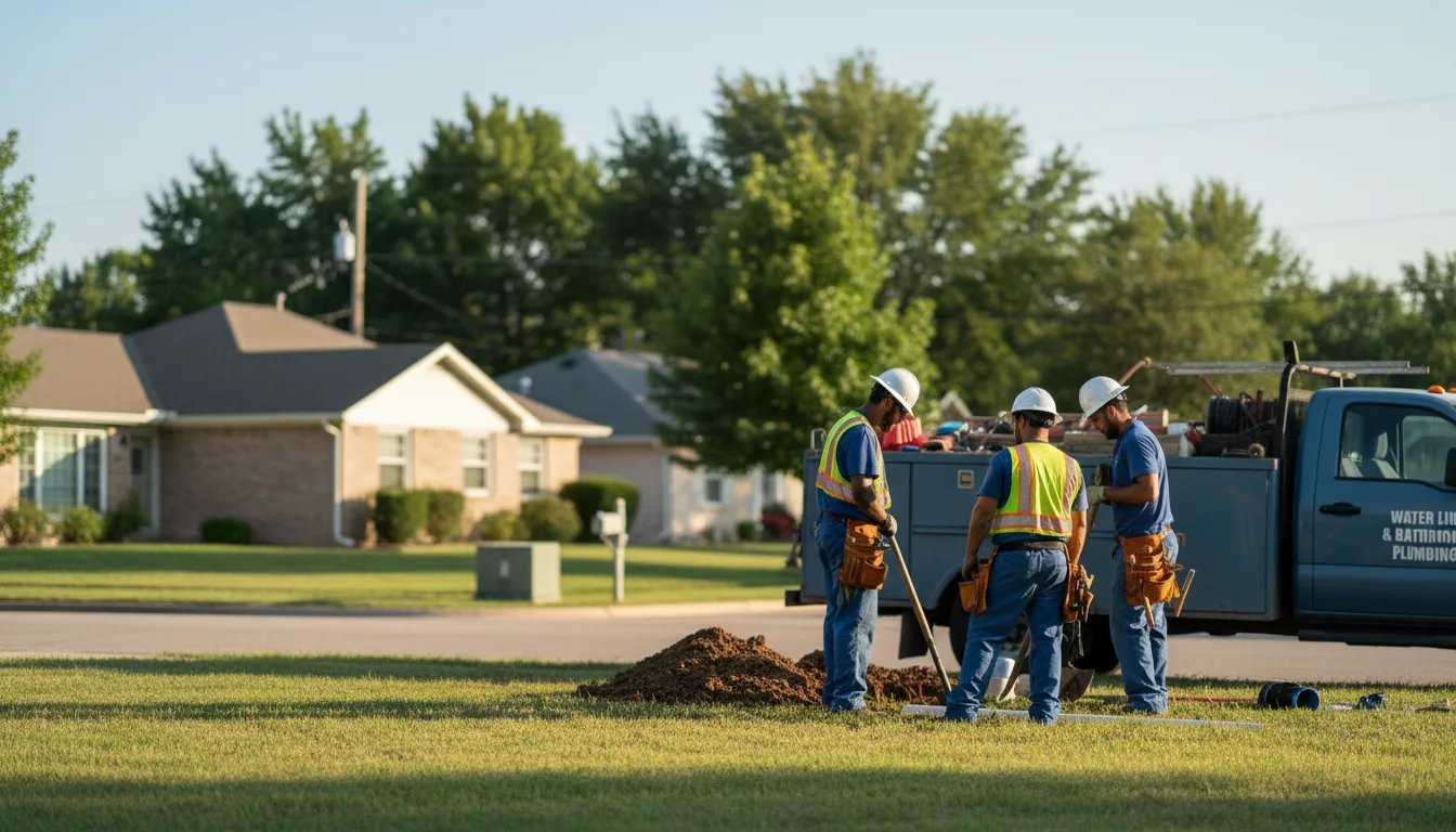 Residential water line and bathroom plumbing service in Bend, TX